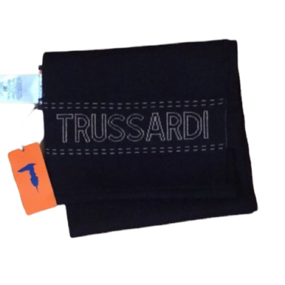 TRUSSARDI navy scarf with logo
